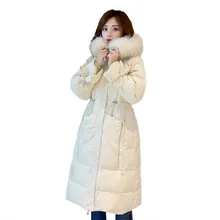 Женское зимнее пальто свободного кроя с длинным рукавом, женские плотные пуховые пальто с капюшоном, женское белое пуховое пальто Casaco Feminino Parkas
