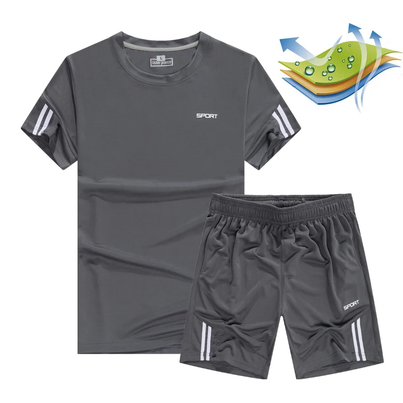 

Quick Dry Men's Sport Running Suits Basketball Soccer Training Tracksuits Jersey 2019Summer Fitness Sportswear Gym Clothing Sets