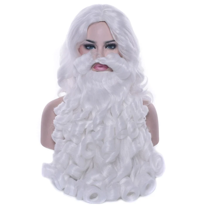 Santa Claus Wig Beard Long White Fancy Dress Costume Accessory for Christmas Party PAK55