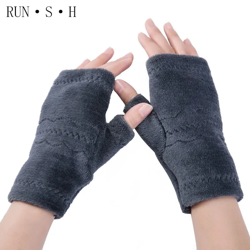 Кашемировые перчатки для мужчин и женщин, утепленные, сохраняющие тепло, Корейская версия, студенческие перчатки без пальцев общего назначения