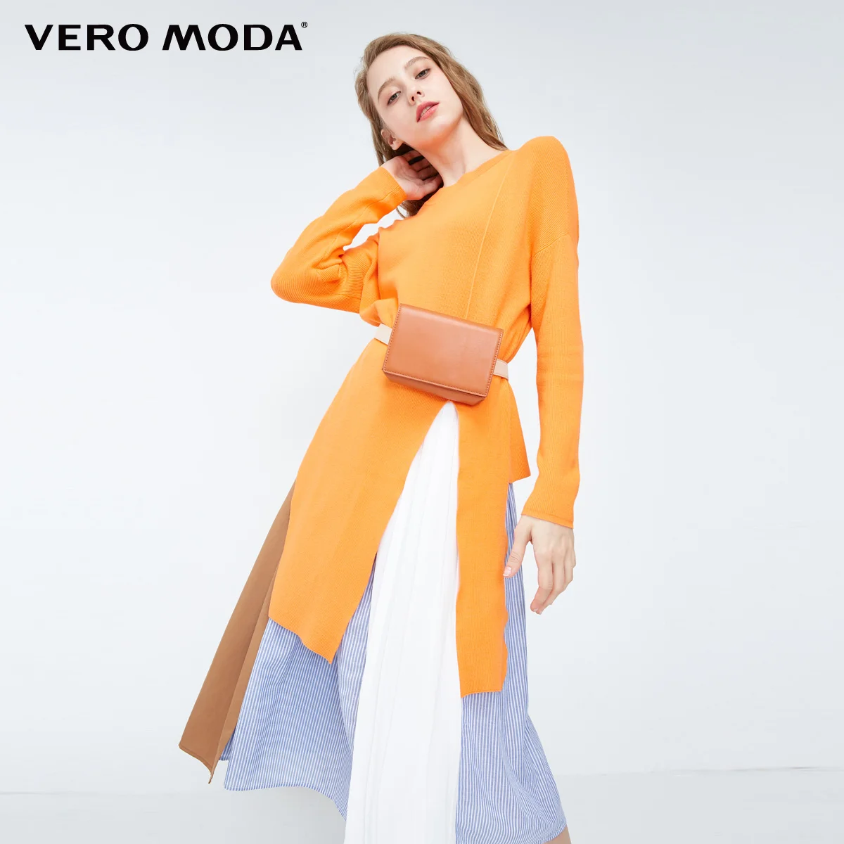 Vero Moda асимметричный подол чистый цвет с открытыми плечами свободный крой Круглый вырез вязаный | 318324528 - Цвет: Coral rose