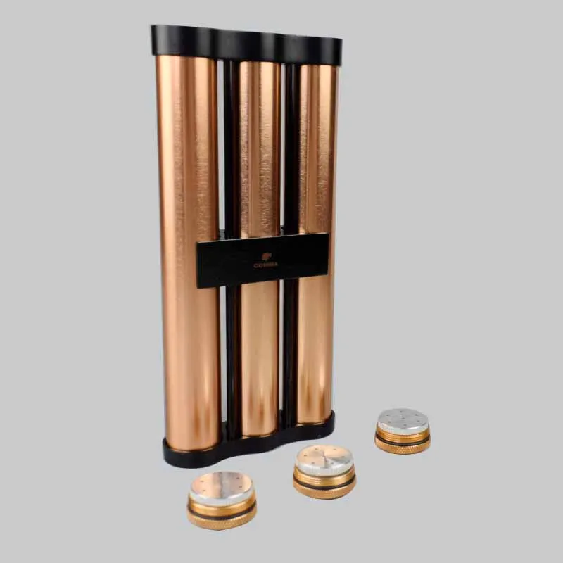 COHIBA Black Metal Путешествия сигары держатель 3 тюбик хьюмидор с увлажнителем