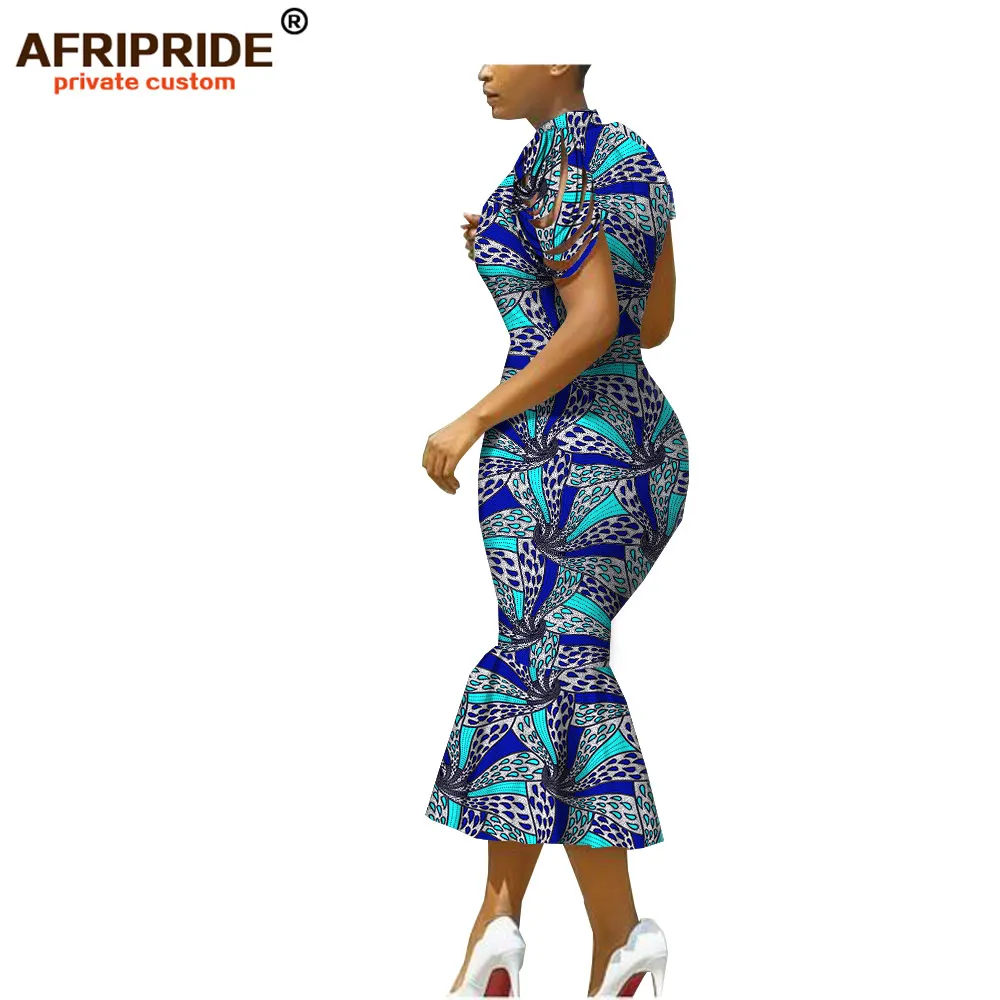 Afripride, африканские платья для женщин, сделанные на заказ, открытые рукава, длина до середины икры, женское Хлопковое платье-труба A1825099 - Цвет: 579J