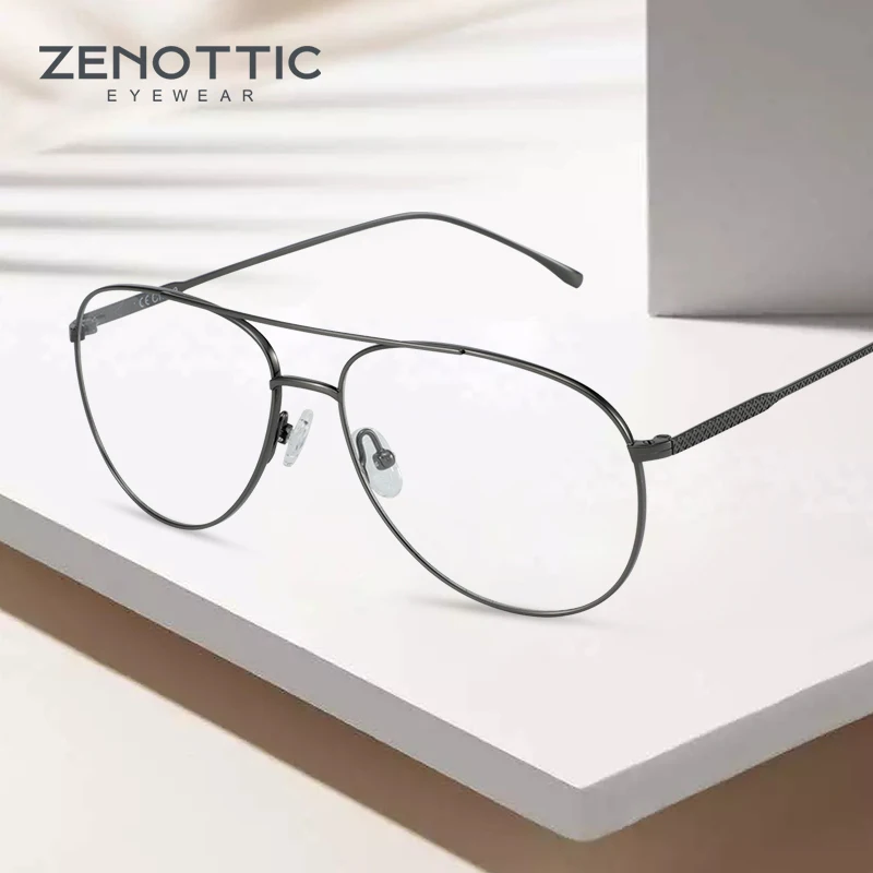 ZENOTTIC чистый титан пилот оптические очки оправа для мужчин роскошный бренд