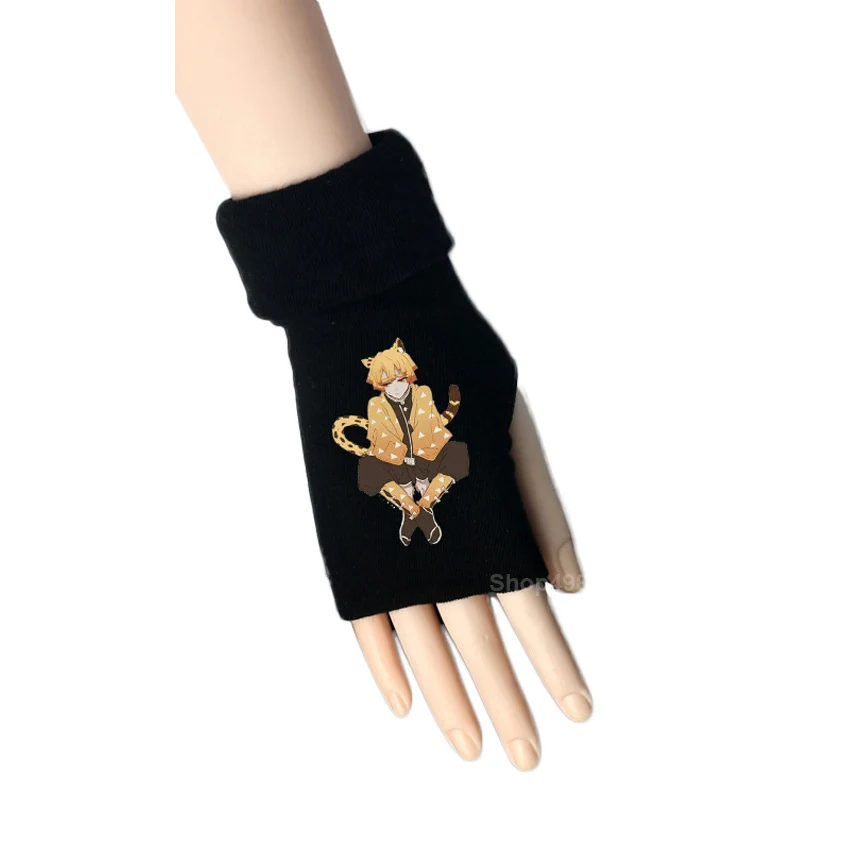 Color4 one glove Косплей Аниме Demon Slayer, аксессуары для мужчин и женщин, Хлопковые вязаные наручные перчатки, рукавица, перчатки без пальцев, рождественский подарок - Цвет: Color4 one glove