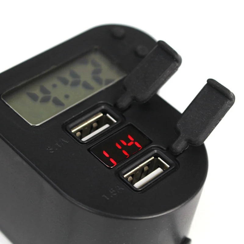 Водонепроницаемый 12 в 24 в мотоцикл двойной USB зарядное устройство со временем Часы светодиодный вольтметр включения выключения адаптер питания для мобильного телефона gps