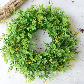 

Artificial Garland Door Decoration Small Number Yellow Clover Pastoral Style Pendant Garland Decoration Knocker Grass Ring