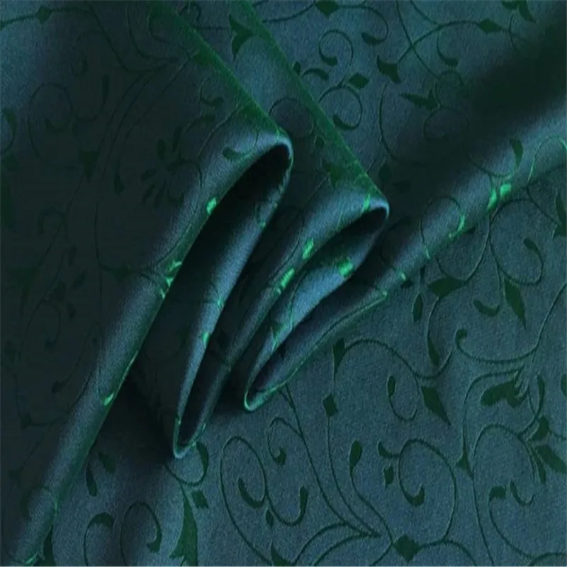 Жаккардовая ткань, смесь шелка и хлопка, 20 момме, 114 см, цветочный узор, парча, текстиль для китайского костюма Тан - Цвет: 7 dark green