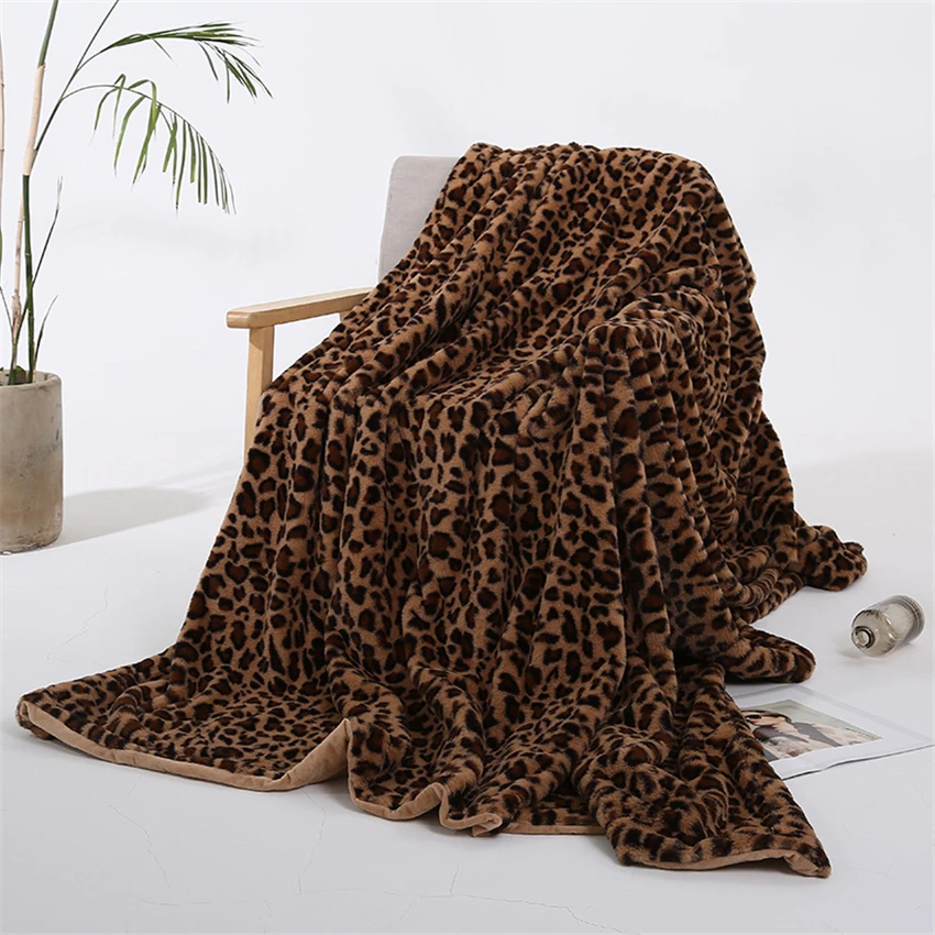 Леопардовое зимнее теплое фланелевое одеяло с принтом зебры для кровати, мягкое теплое пушистое Норковое одеяло из искусственного меха кораллового флиса - Цвет: B