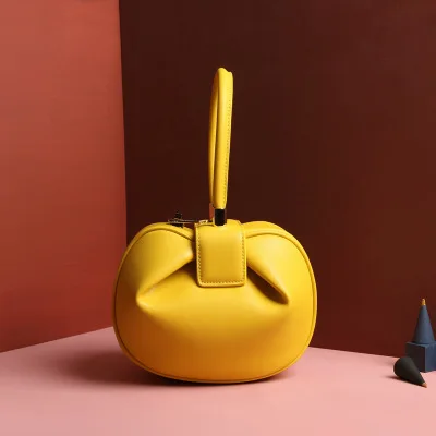 Женские сумки на запястье из натуральной кожи Boston, сумка-ведро, сумка в форме бочонка, винтажная Сумка-тоут с верхней ручкой, женская сумка-тоут - Цвет: Yellow Large