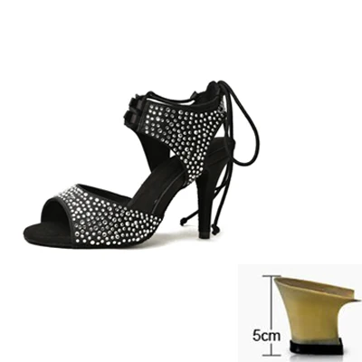 black heel 5cm Профессиональная женская обувь для латинских танцев, женские кроссовки для девочек, танцевальная обувь для женщин, танцевальная обувь для джаза, бальных танцев, сальсы - Цвет: black heel 5cm