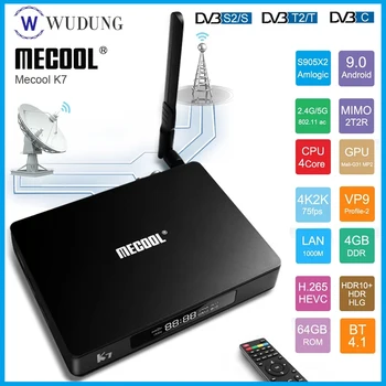 

Mecool K7 Android 9.0 TV Box Amlogic S905X2 DVB-T2/S2/C Quad Core 4GB DDR4 64GB 4K 2.4G 5G WIFI 1000Mbps K7 DVB Set top Box