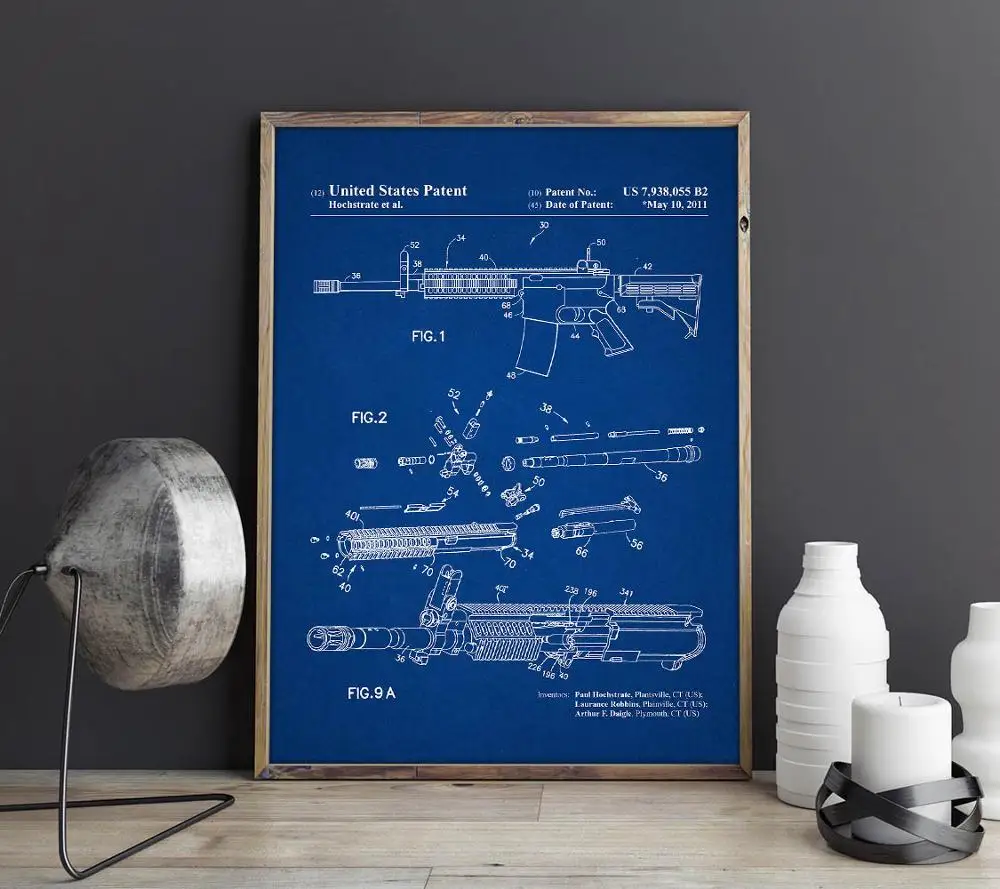 CP1762 M4 Carbine патент Печать Искусство 2011, произведение искусства, Blueprint плакаты, оружие, пистолет, винтовка, бойфренд подарок - Цвет: CP1762