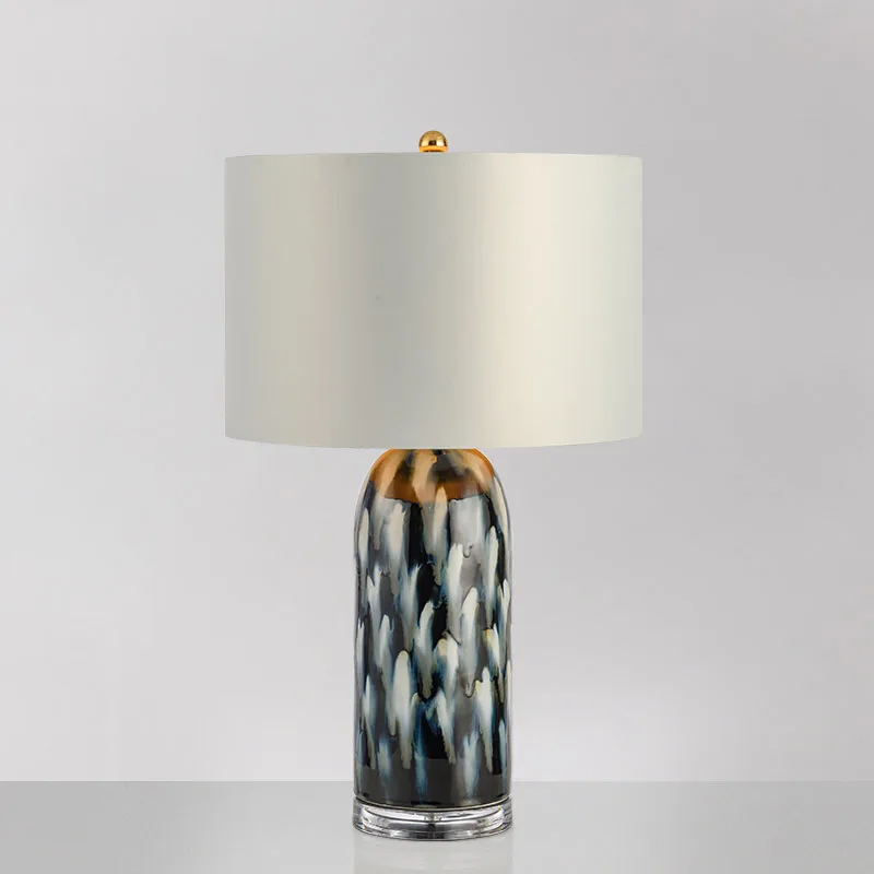 

Nordic Ceramic LED Table Lamp For The Bedroom Home Deco Table Light Fixture Bedside Study Living Room Hotel Fabric LampShade