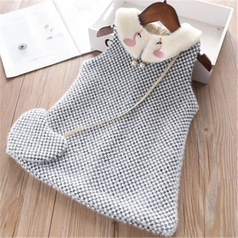 Owligbaby/ ; 5 шт.; зимнее лоскутное платье принцессы для девочек; детское платье в клетку; одежда для детей с сумочкой - Цвет: B