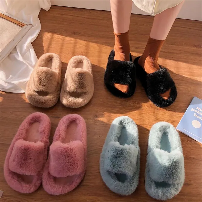 

fur slippers 2019 winter shoes new arrive women slippers ur slippers warm shoes woman house slippers ladies slip on flats femal