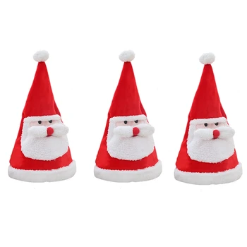 

3Pcs Electric Christmas Hat Toy Adult Kid Singing Dancing LED Light Up Cap Santa Claus Children Hat Xmas Gift