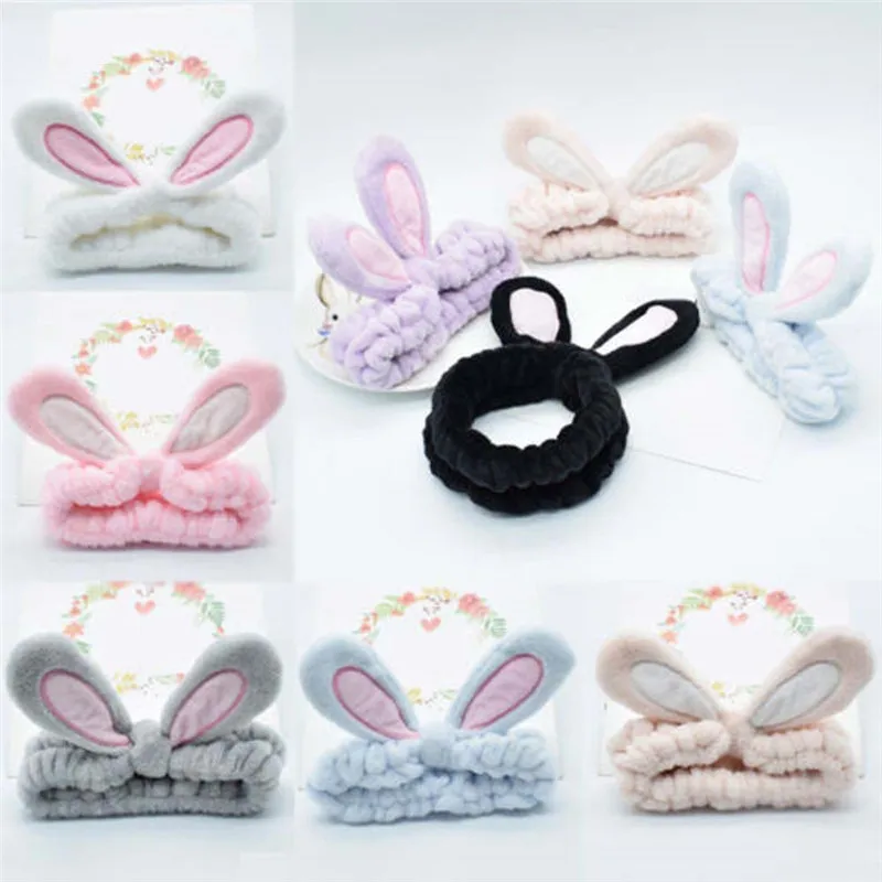 

Fashion Flannel Soft Bow Rabbit Ears Headband Girls Turban Cute Holder Hairbands Wash Face Hair Accessories Party Gifts