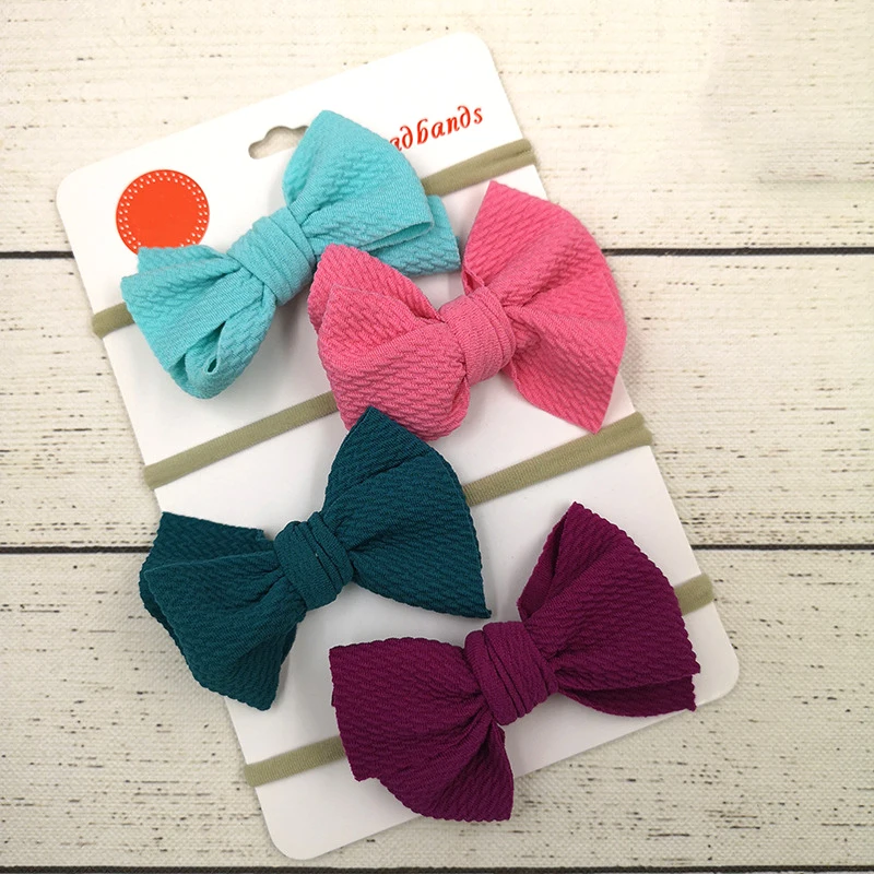 

4pcs/lot Baby Headband Bowknot Haarband Bows Baby Girl Headwear Cotton Kids Hair Band Girls Hair Accessories