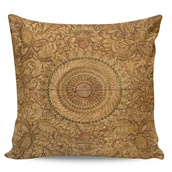 

Wood Carving Flower Wood Home Pillow Cases Living Room Sofa Chair Pillowcases Home Decor Square Cushion Covers