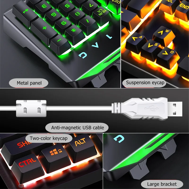 V2 Эргономичный USB проводной механический с подсветкой ноутбук настольная клавиатура для домашнего офиса цветная подсветка
