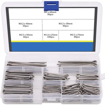 

Practical Boutique Cotter Fixings Set,6 Sizes 304 Stainless Steel Cotter Pin Clip Key Fastener Fitting Assortment Kit(340 Pcs)