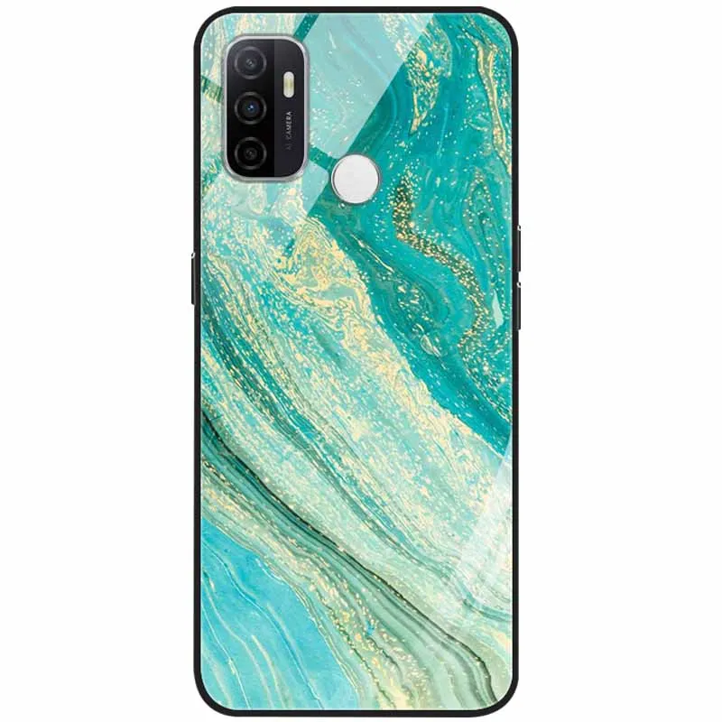 oppo phone back cover For OPPO A53s Case A53 Glass Tempered Hard Fashion Back Cover for OPPO A53 A 53s Phone Cases Luxury Bumper on for oppoA53 Coque oppo flip cover Cases For OPPO