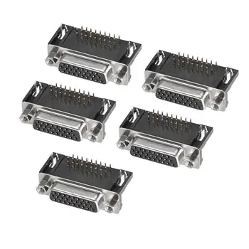 

UXCELL 5pieces D-sub Connectors Female Socket Male Plug 62/44/37/26Pin 3row 2row Black Right Angle Port Terminal Breakout