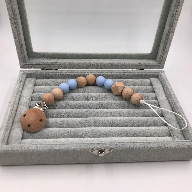 Light Blue Прищепка для соски цепочка деревянная пустышка Клип Chupetas Soother Соска-Ниблер зажимы поводок держатель соски Прорезыватель анти-капля веревка - Цвет: Light Blue