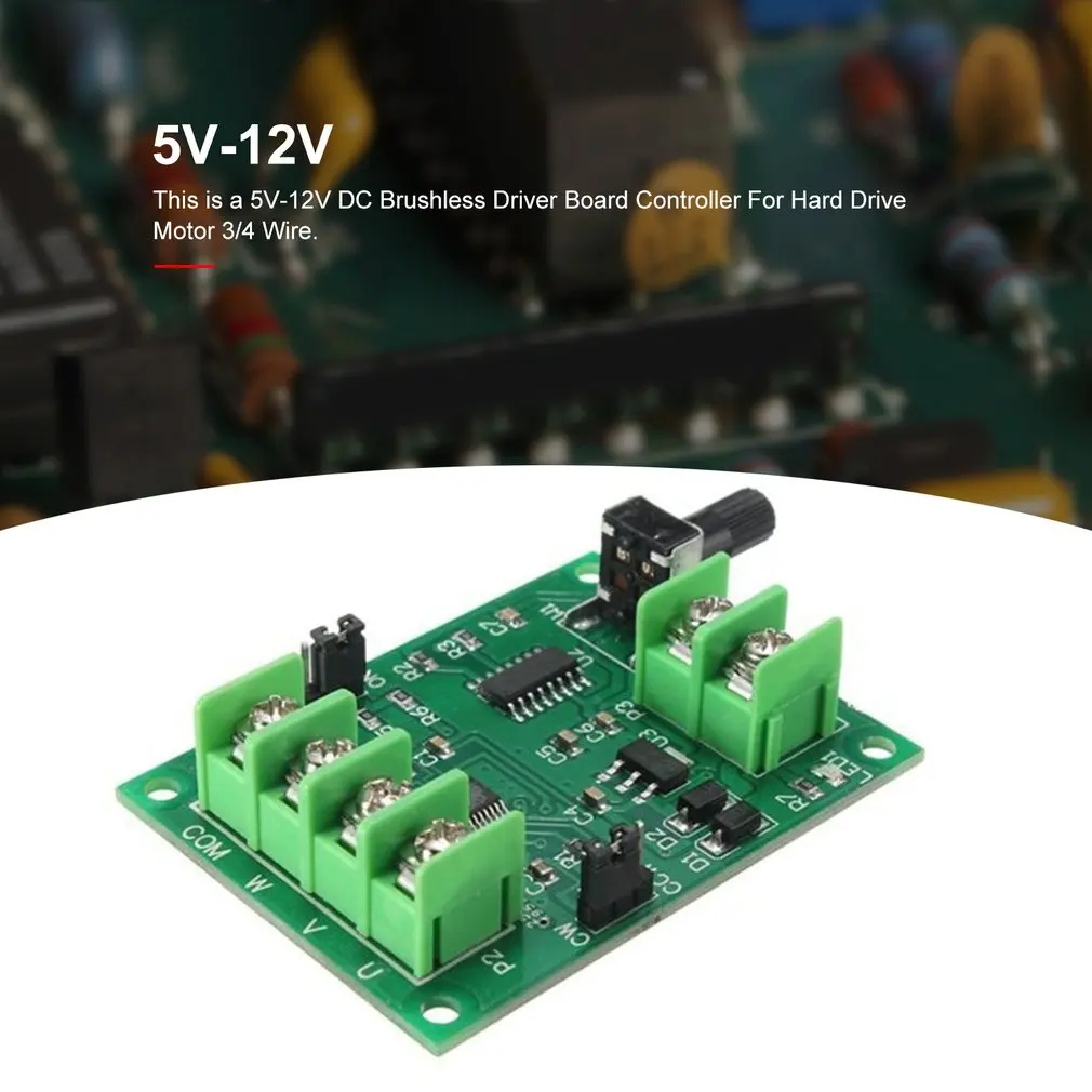 

5V-12V DC Brushless Driver Board Controller For Hard Drive CD-ROM Motor 3/4 Wire Reverse Voltage Over Current Protection