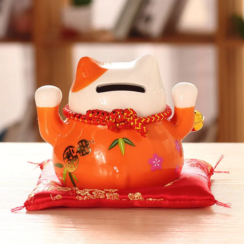 4,5 дюймов Керамический счастливый кот домашний декор Maneki Neko фарфор декоративные украшения бизнес-подарки удача кошка копилка фэншуй ремесло