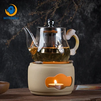 

Japanese Stoneware Candle Heating Tea Maker Alcohol Stove Ceramic Thermal Base Insulation Holder Coffee Milk Warmer Tea Pot