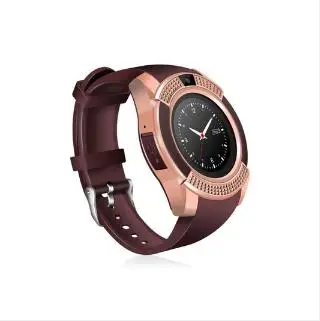 Gold And Brown V8 Bluetooth спортивные Смарт часы с функцией телефона Mpow для мужчин и женщин горячие телефонные часы Круглый сенсорный экран SIM GSM для Android iOS - Цвет: Gold And Brown