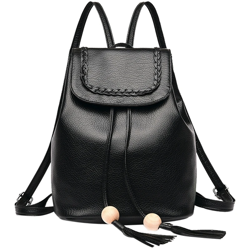 New Teen Leather Backpack Suitable For Girls Fashion Leather Backpack Female Pretty Tassel Travel Backpack Bag