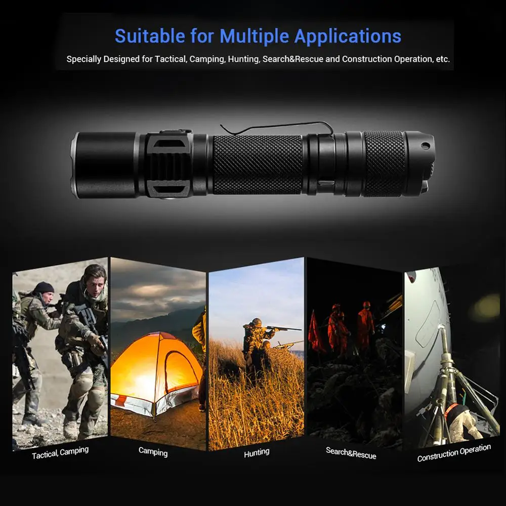 JETBeam PC20 1800LM мощный Военный полицейский светодиодный фонарик Cree XHP35 лампа Профессиональный уличный Тактический USB фонарик