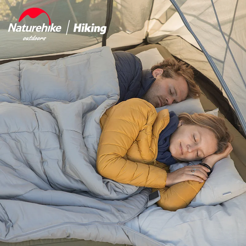 Naturehike-saco de dormir doble de algodón para parejas, tienda de campaña  al aire libre, gran espacio, mantiene el calor, cómodo, Otoño e Invierno