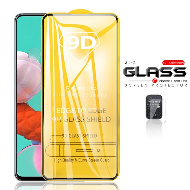Закаленное стекло 2 в 1 9d с полным покрытием для samsung galaxy a51 2020 Защитная пленка