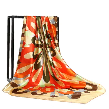 

2020 Luxury Brand Silk Scarf Women 90Cm Kerchief Soft Printed Headscarf Versitile Fashion Shawl chiffon hijab winter blanket