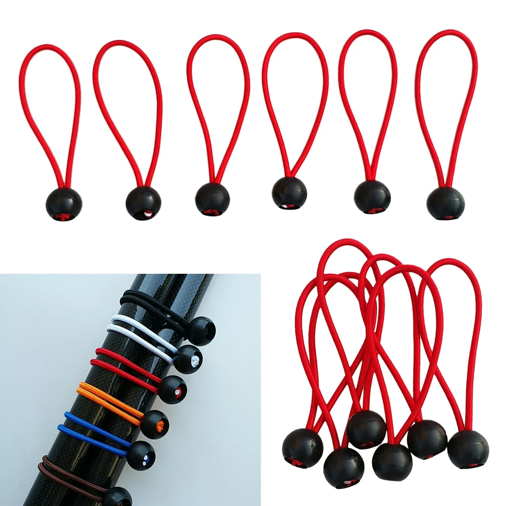 12pcs Ball Bungee Bungie Cord Heavy Duty Canopy Tarp Tie Downs 6'' Red