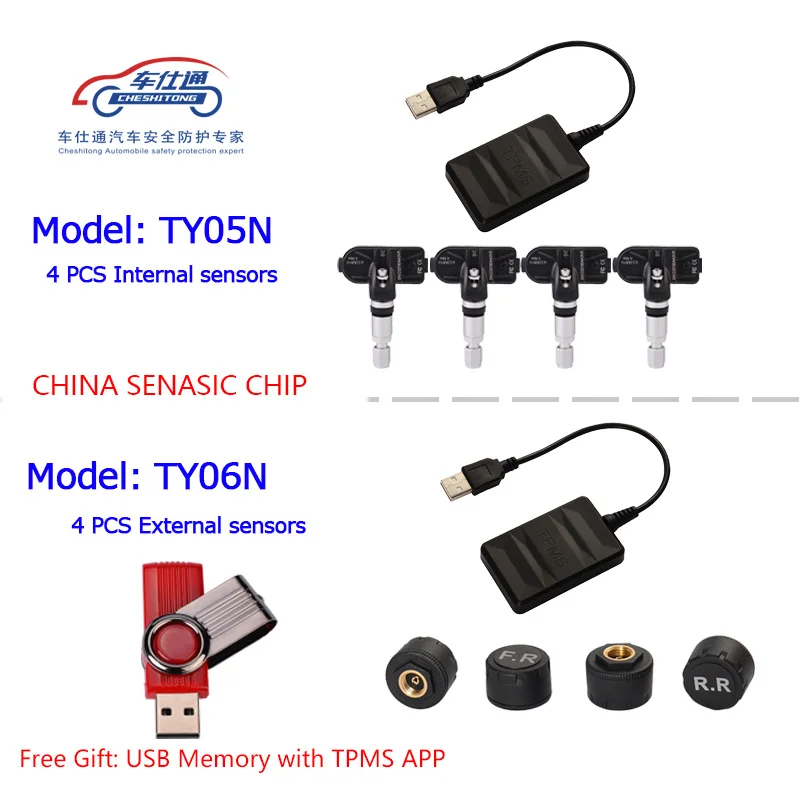 Система контроля давления в шинах TPMS монитор с подключением к USB на Android/система
