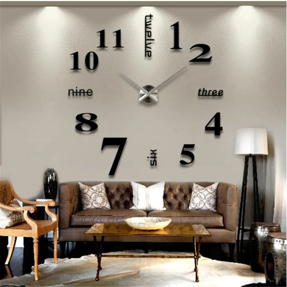 47 Inch 3D Large Wall Clock Mirror Wall Stickers Creative DIY Wall Clocks Modern Design Mute Quartz Needle Watch Reloj De Pared