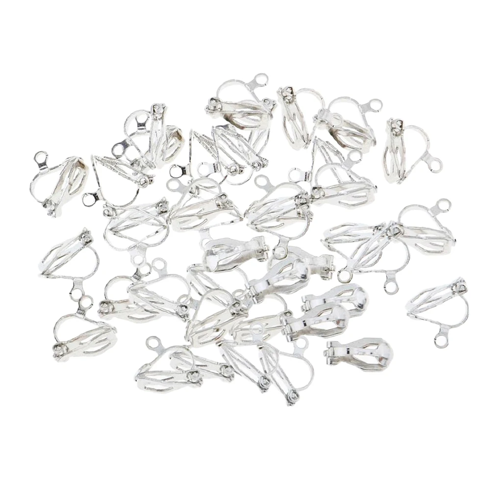 50pcs Silver Earrings Parts Clip On Earrings Findings For Jewelry Accessory