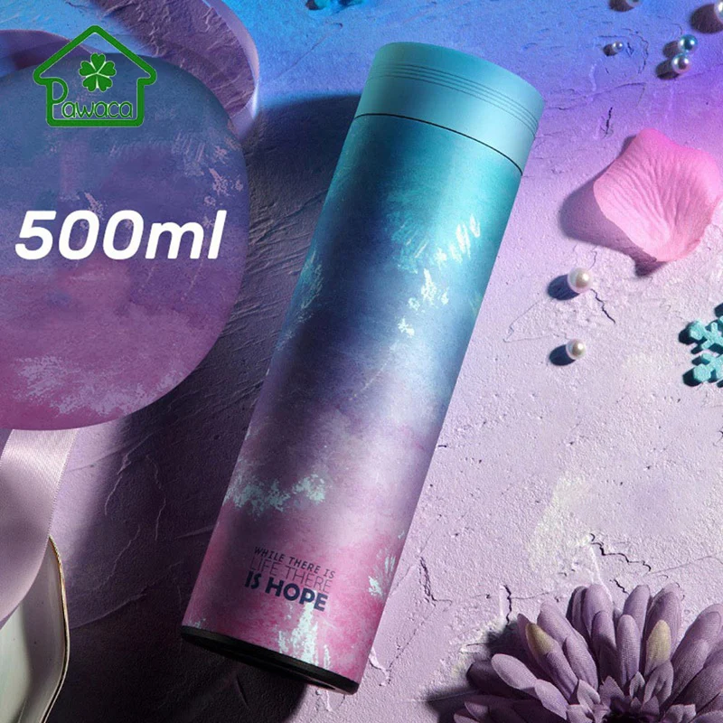 Baratos 500ml estilo breve moda termo taza 304 Acero inoxidable 17oz botellas de agua portátiles para viaje diario al aire libre personalizable