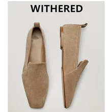 

Maxdutti Flat Shoes Women Summer England Vintage Fashion Simple Square Toe Genuine Leather Slip-On Loafers Women Shoes Woman