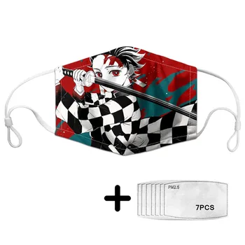 

Anime Demon Slayer Kimetsu No Yaiba Pattern Dustproof Face Mouth Mask With 7 Filters Germ Protection Mascarilla Maske PM2.5 Kids