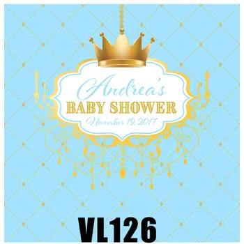 

HUAYI Baby Shower Party Background Customized Vinyl Backdrop For Photography Tiffany Blue Gold Crown Photo Booth VL126
