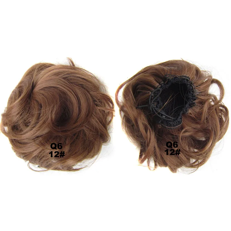 #12 Женский пушистый классический Updo шиньон синтетический волнистый кудрявый эластичный резиновый ремешок грязные волосы пучок кусок - Цвет: #12