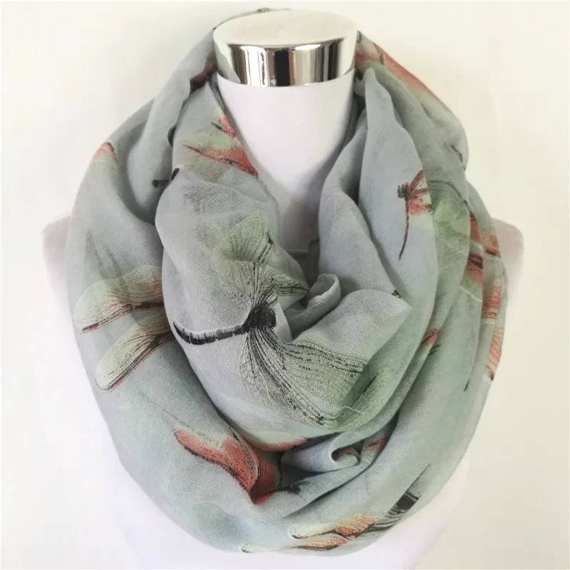 Circle scarf Grey Новая мода большой стрекоза Бесконечность шарф животное петля шарф женские шарфы песочно-коричневые платки круг шейный платок горячее кольцо шарф - Цвет: Circle scarf Grey