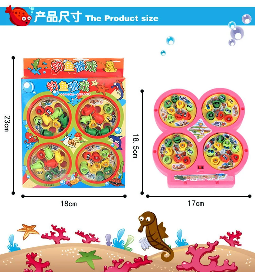 Four Fishing Play House Parent And Child Interactive Double Layer Fishing Magnetic Children Fishing Toys