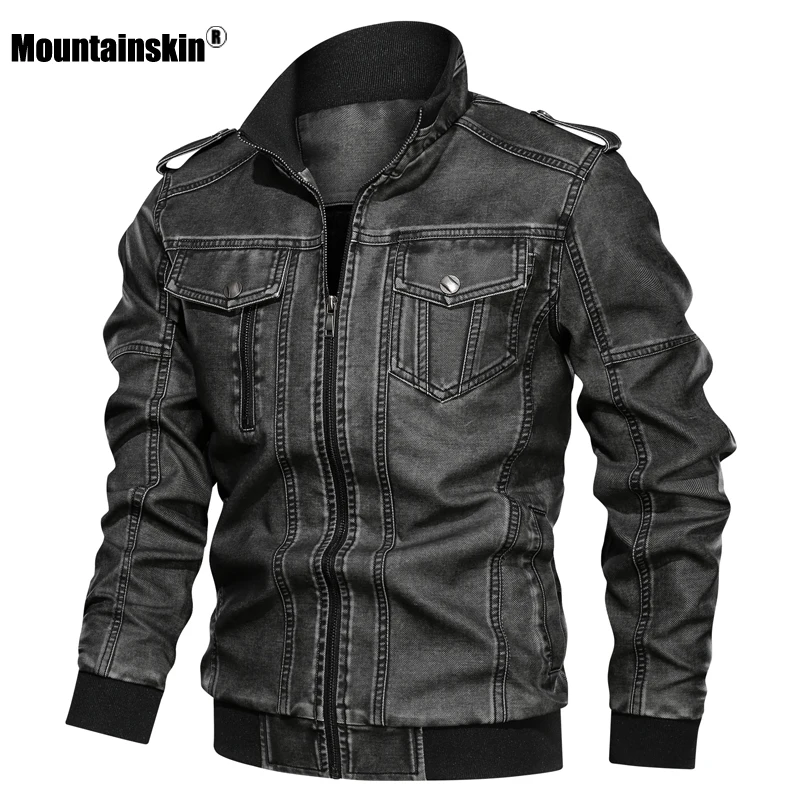 

Mountainskin Leather Jacket Mens 2019 Winter Autumn Men's Motorcycle PU Jacket Fashion windproof Coat Male Brand Clothing SA785